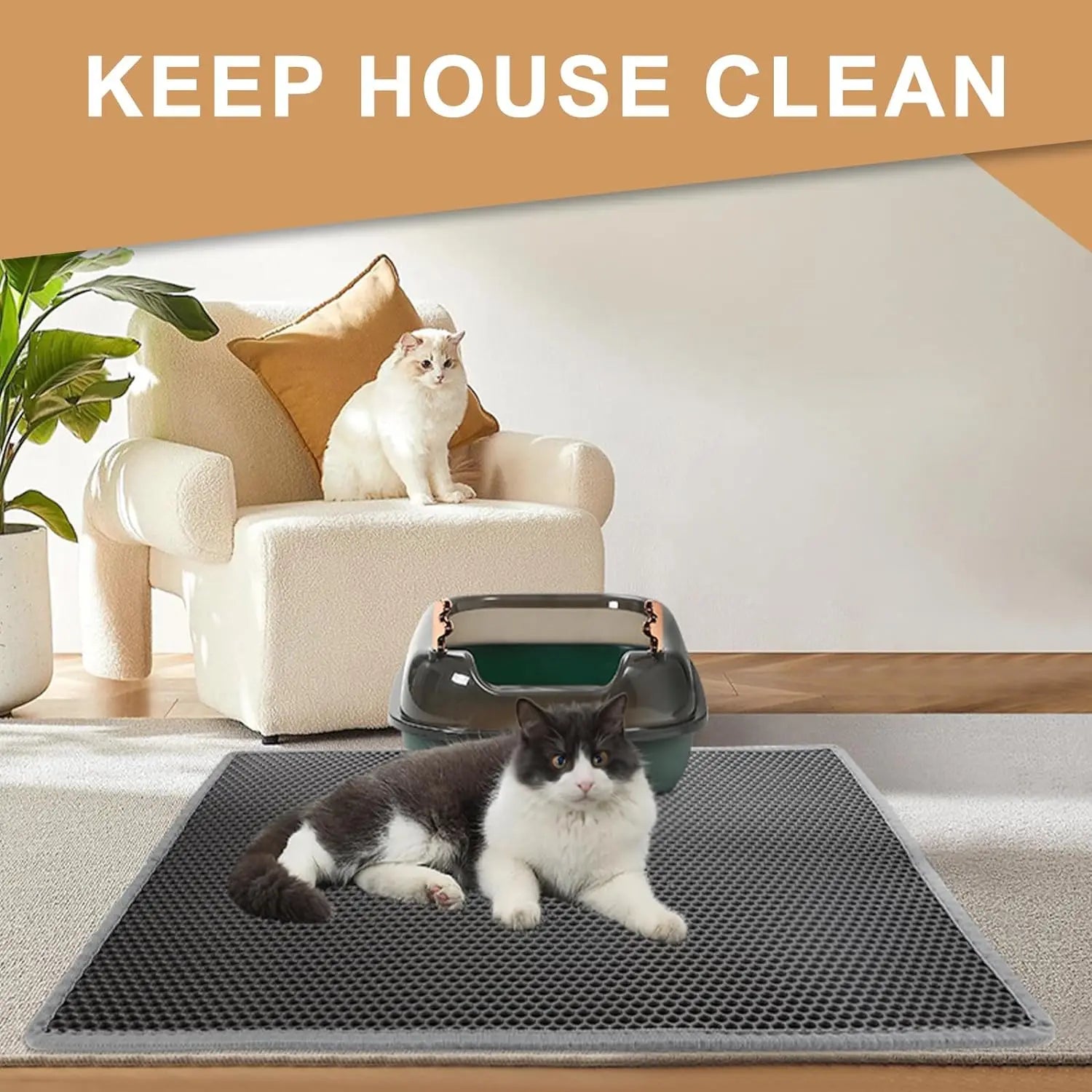 Easy-Clean Non-Slip Cat Mat