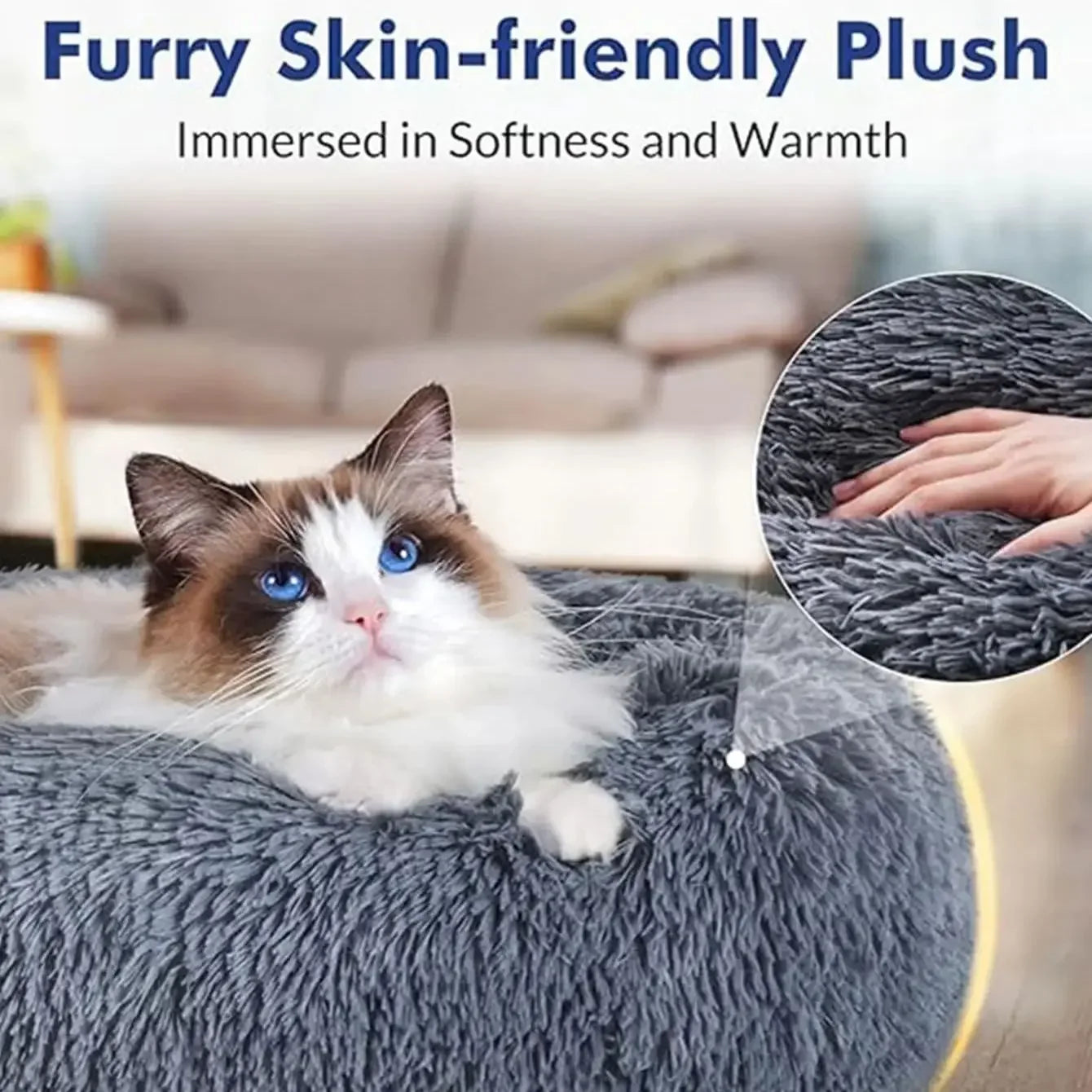 PawHaven Plush Dog & Cat Bed