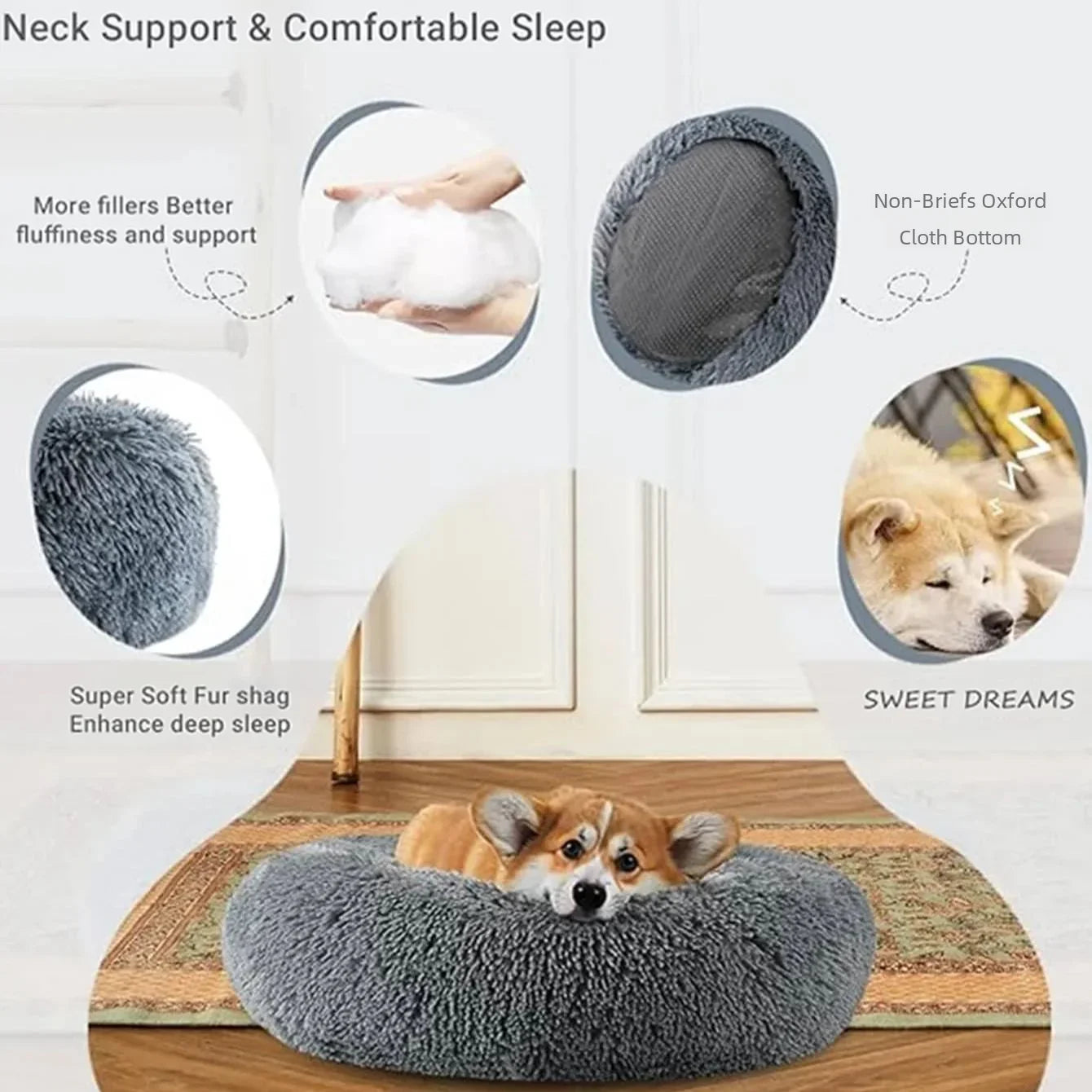 PawHaven Plush Dog & Cat Bed